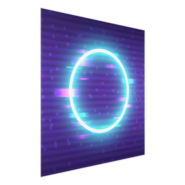 Glas Wandbilder Geometrischer Kreis in Neonfarben