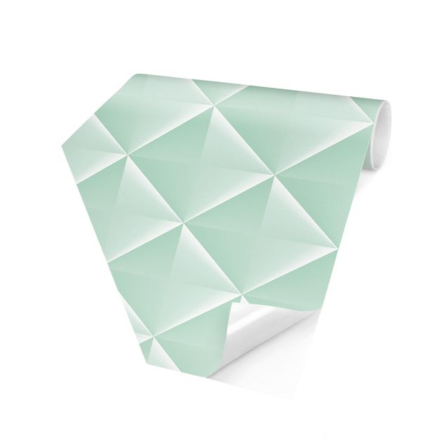Fototapete modern Geometrisches 3D Rauten Muster in Mint