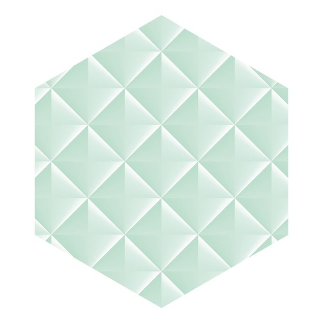 Fototapete rosa Geometrisches 3D Rauten Muster in Mint