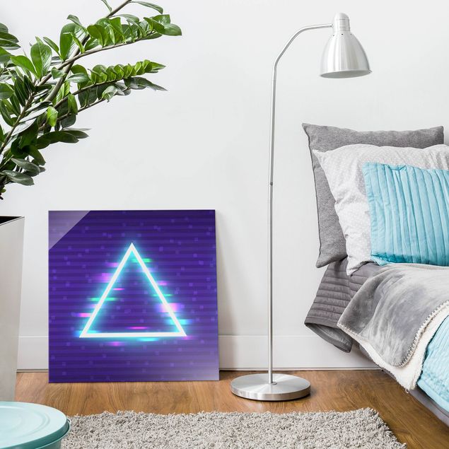 Wandbilder Lila Geometrisches Dreieck in Neonfarben