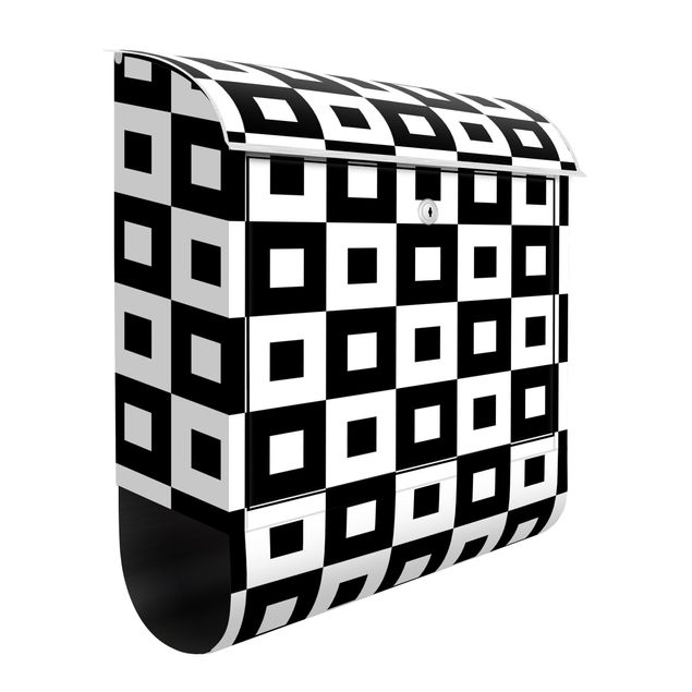 Briefkästen Schwarz-Weiß Geometrisches Muster aus Schwarz Weißen Quadraten