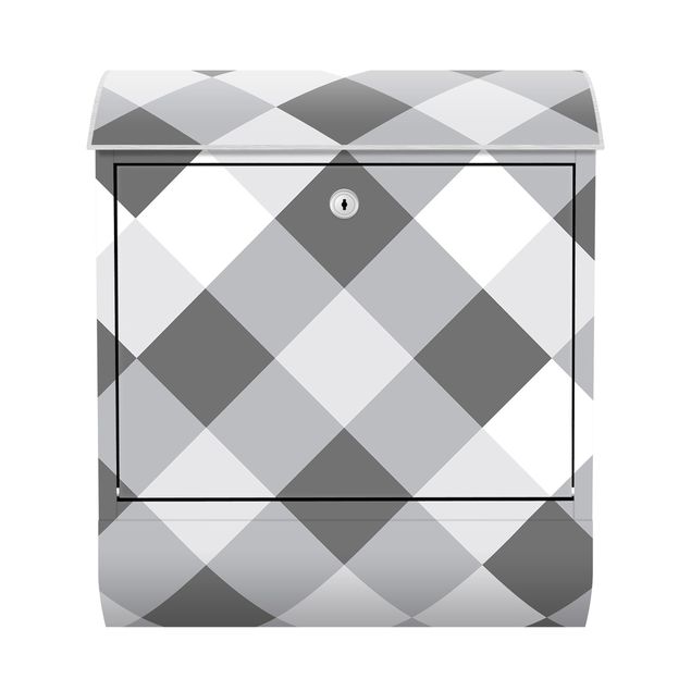 Design Briefkasten Geometrisches Muster gedrehtes Schachbrett Grau