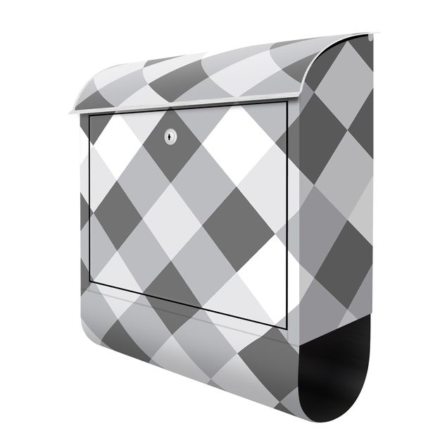 Briefkasten - Geometrisches Muster gedrehtes Schachbrett Grau