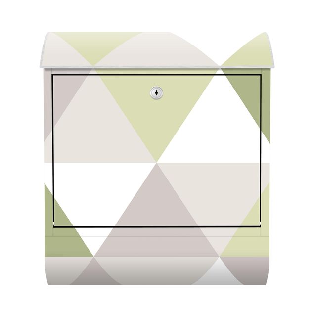 Design Briefkasten Geometrisches Muster gekippte Dreiecke Grün