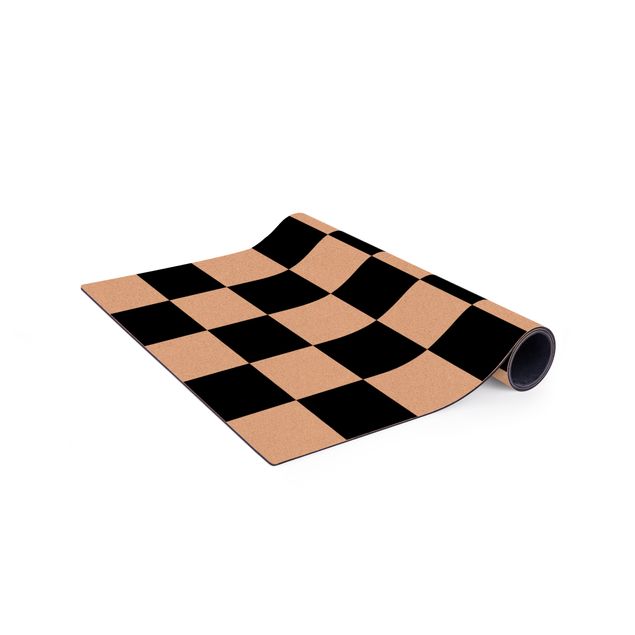 Schwarz-weißer Teppich Geometrisches Muster Schachbrett Schwarz Weiß