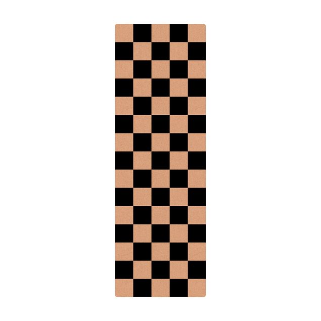 kleiner Teppich Geometrisches Muster Schachbrett Schwarz Weiß
