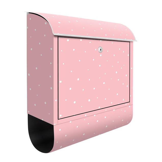 Postkasten rosa Gezeichnete kleine Punkte auf Pastellrosa
