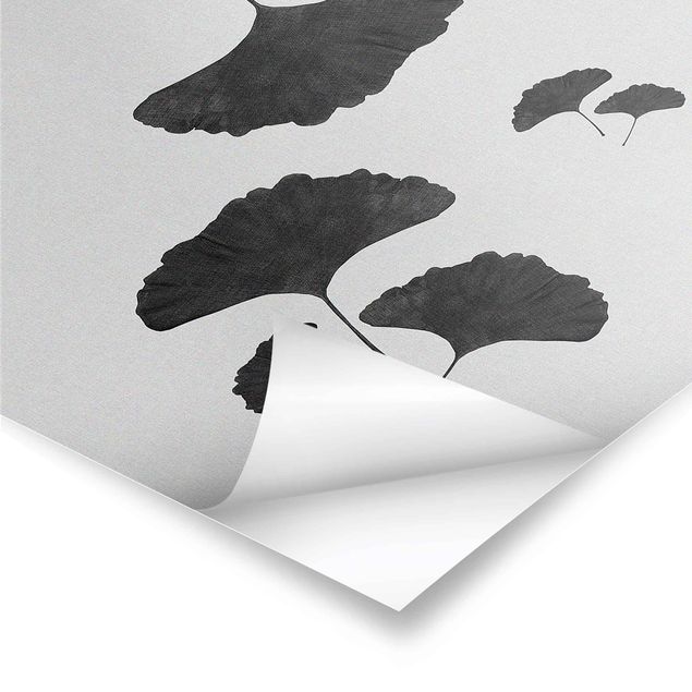 Poster bestellen Ginkgo Komposition in Schwarz-Weiß