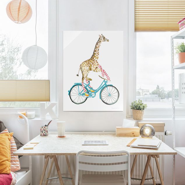 Glasbilder Tiere Giraffe auf Freudenfahrt II