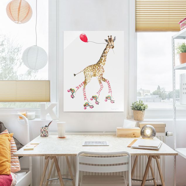 Glasbilder Tiere Giraffe auf Freudenfahrt