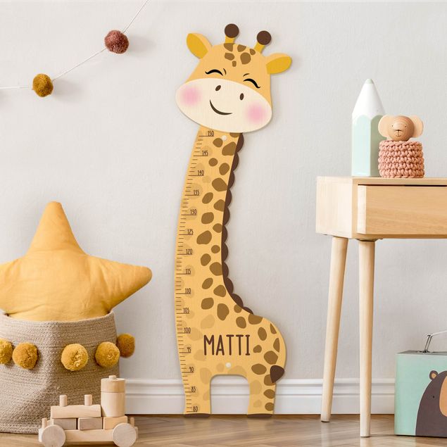 Kindermesslatten Holz Giraffen Junge mit Wunschname
