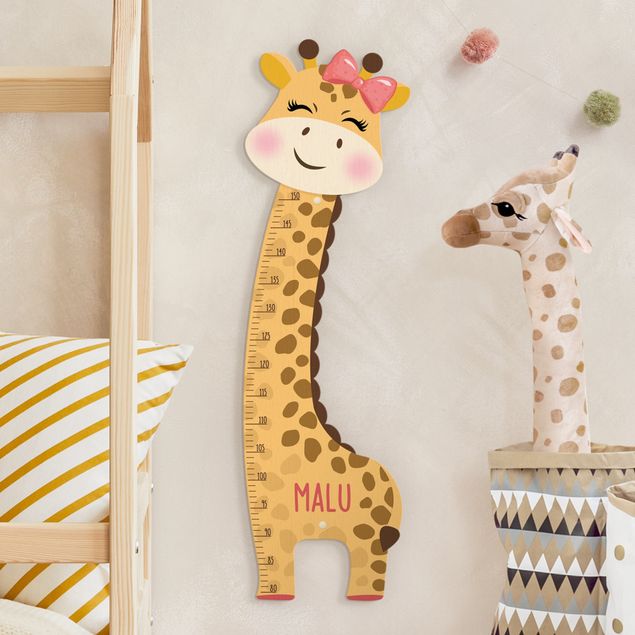 Kindermesslatten Holz Giraffen Mädchen mit Wunschname