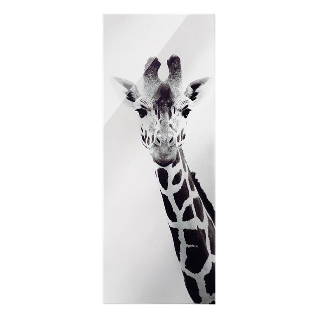 Wandbilder Modern Giraffen Portrait in Schwarz-weiß