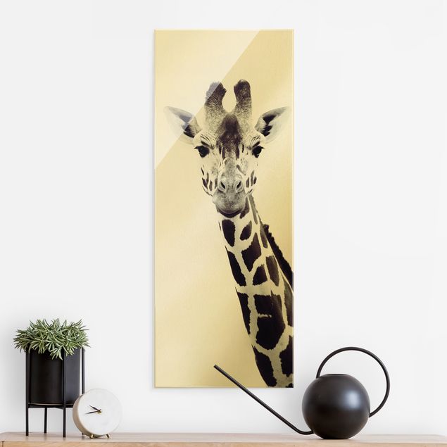 Küche Dekoration Giraffen Portrait in Schwarz-weiß