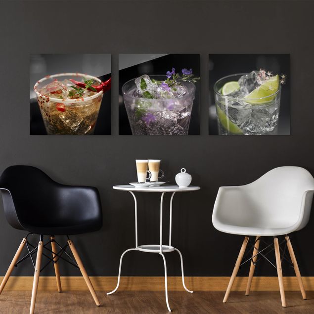 Wandbilder Modern Drinks mit Eiswürfel Nahaufnahme