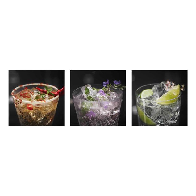 Glas Wandbilder Drinks mit Eiswürfel Nahaufnahme