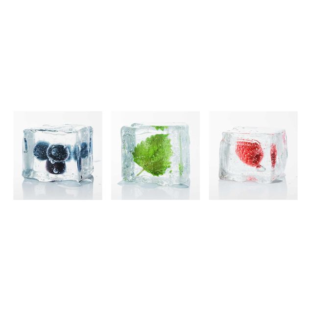 Wandbilder Floral Früchte und Melisse im Eiswürfel
