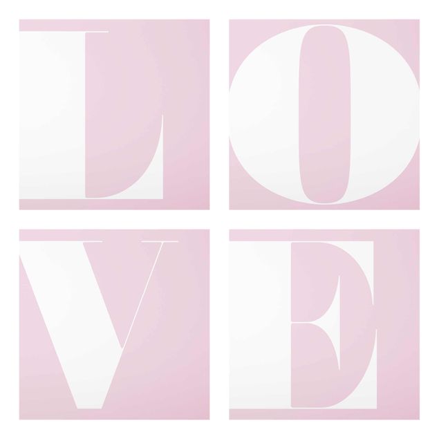 Glasbilder mit Sprüchen Antiqua Letter Love Rosé
