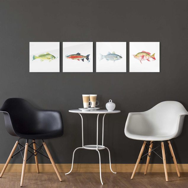 Glasbilder Tiere Farbfang - Fische Set I