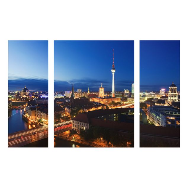 Glasbilder Städte Fernsehturm bei Nacht