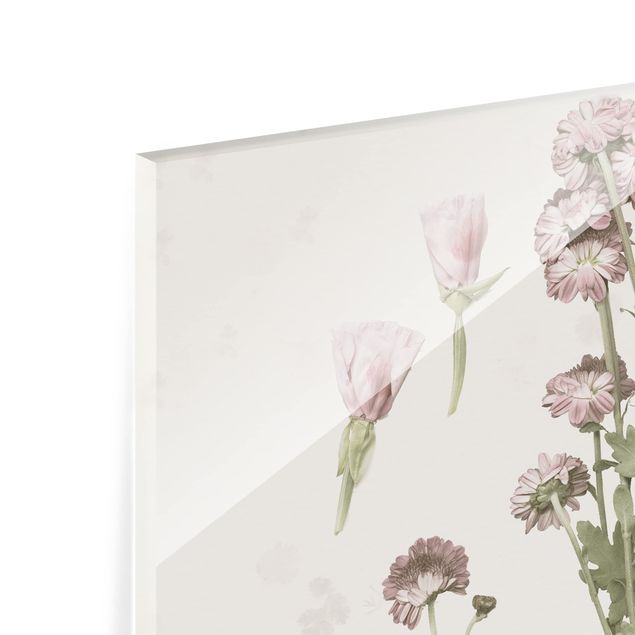 Bilder auf Glas Herbarium in rosa Set I