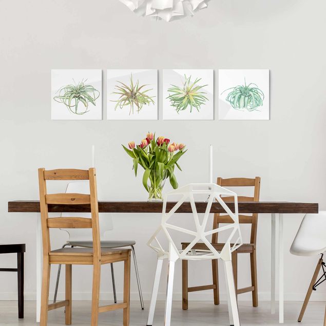 Wandbilder Floral Luftpflanze Aquarell Set I