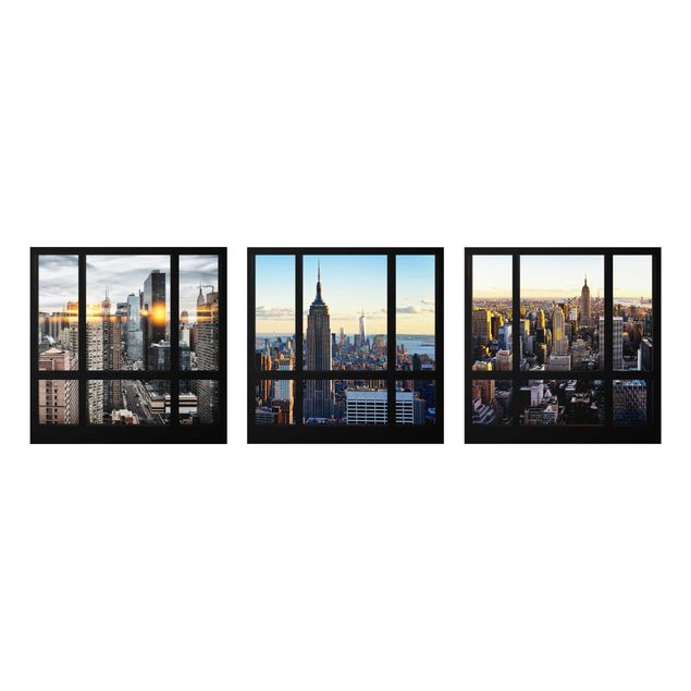 Glasbild Skyline Fensterblicke über New York