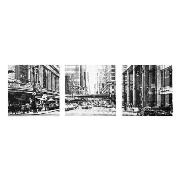 schwarz weiß Glasbilder NYC Urban schwarz-weiss