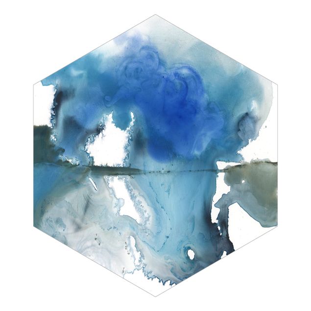 Hexagon Mustertapete selbstklebend - Gletscherschmelze I