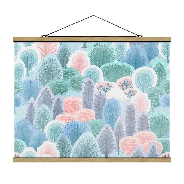 Wandbilder Floral Glücklicher Wald in Pastell