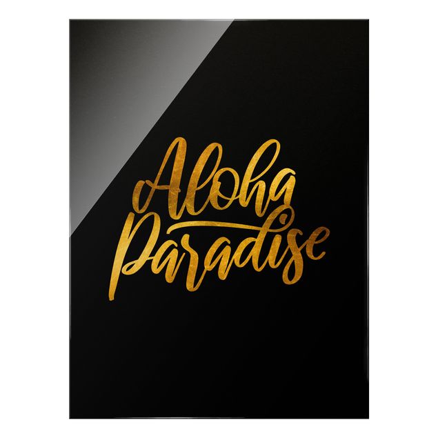 Wandbilder Gold - Aloha Paradise auf Schwarz