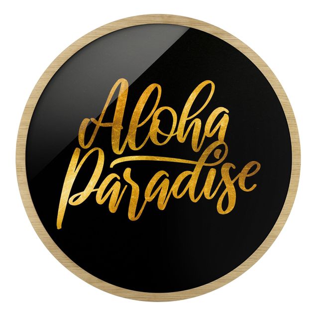 Wandbilder Schwarz Gold - Aloha Paradise auf Schwarz