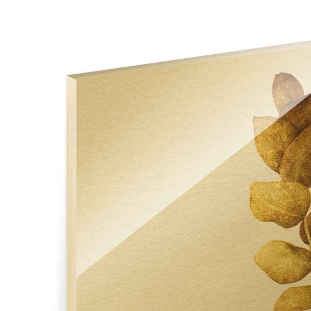 Glasbild mehrteilig - Gold - Tropische Blätter Set I 3-teilig