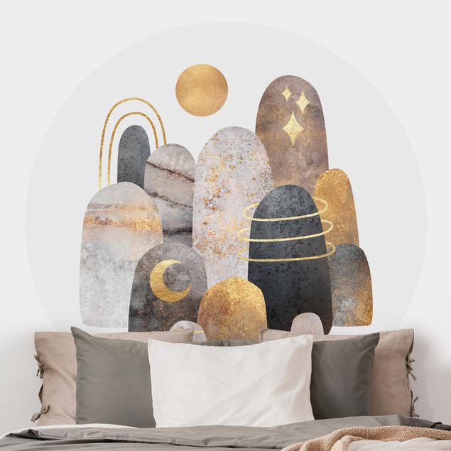 Küche Dekoration Gold Berge mit Mond