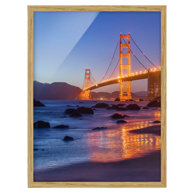 Wandbilder Orange Golden Gate Bridge am Abend