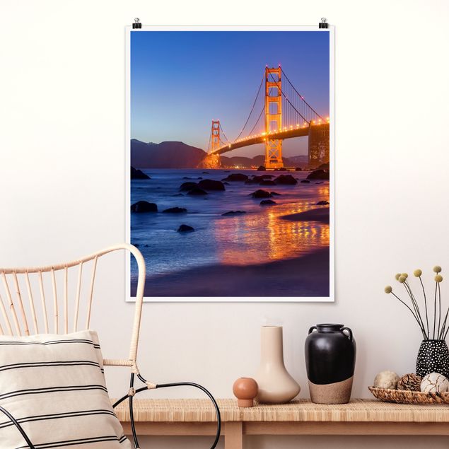 Wanddeko Küche Golden Gate Bridge am Abend
