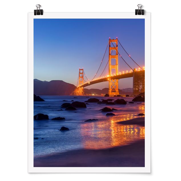 Wandbilder Modern Golden Gate Bridge am Abend