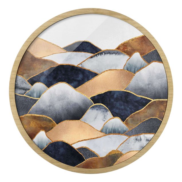 Wandbilder Kunstdrucke Goldene Berge Aquarell
