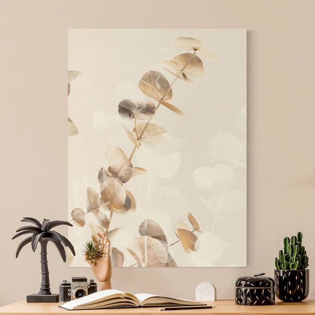 Leinwandbilder Blumen Goldene Eukalyptuszweige mit Weiß I
