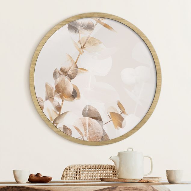 Blumenbilder mit Rahmen Goldene Eukalyptuszweige mit Weiß I