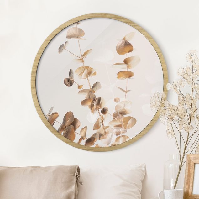 Blumenbilder mit Rahmen Goldene Eukalyptuszweige mit Weiß