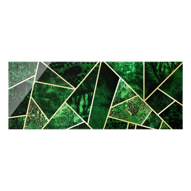 Wandbilder Grün Goldene Geometrie - Dunkler Smaragd