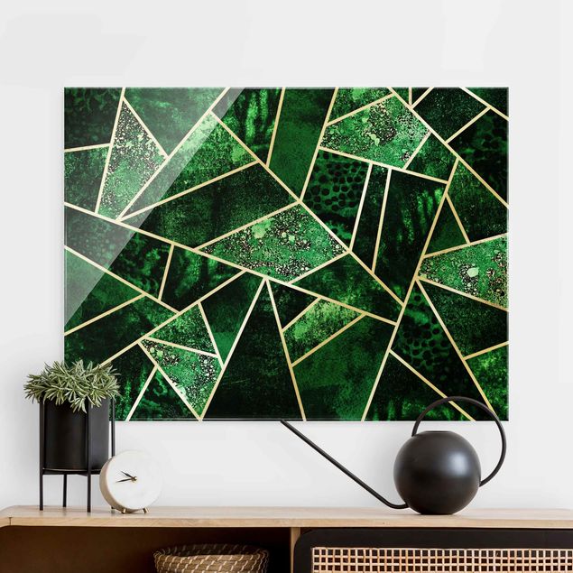 Küche Dekoration Goldene Geometrie - Dunkler Smaragd