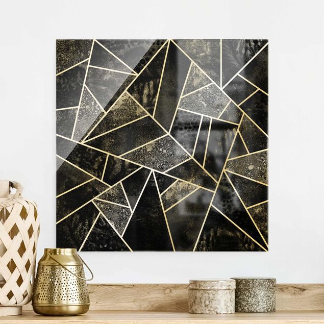 Wanddeko Küche Graue Dreiecke Gold