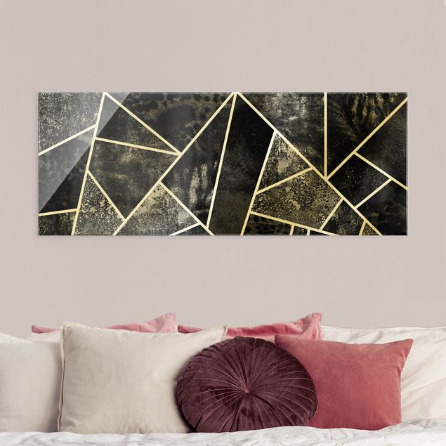 Wandbilder Kunstdrucke Goldene Geometrie - Graue Dreiecke