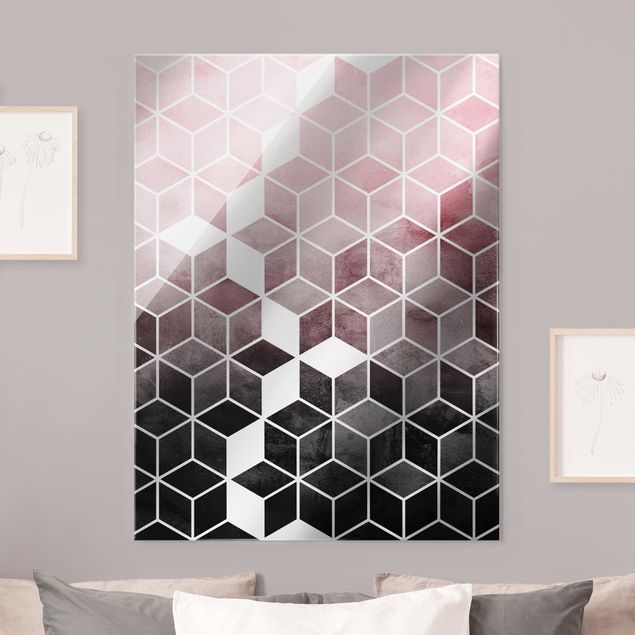 Wandbilder 3D Rosa Grau goldene Geometrie