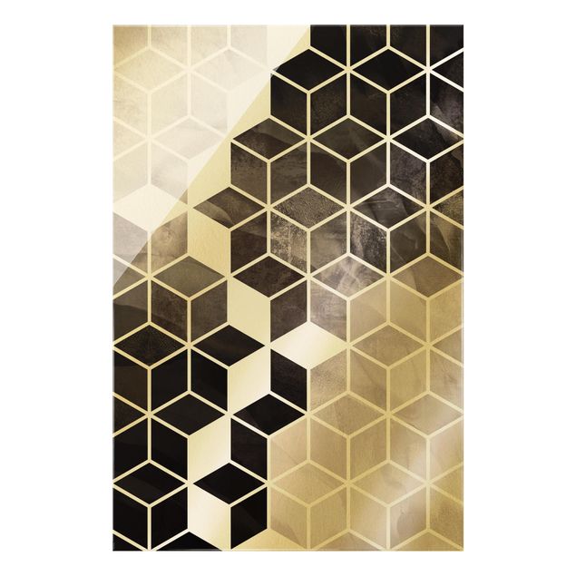Fredriksson Bilder Goldene Geometrie - Schwarz Weiß