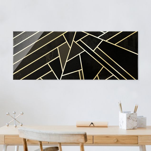 Küche Dekoration Goldene Geometrie - Schwarze Dreiecke