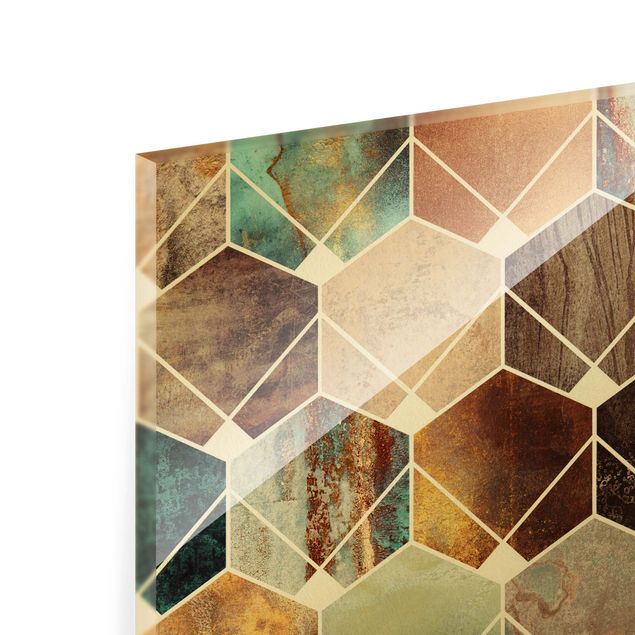 Wandbilder Türkise Geometrie goldenes Art Deco