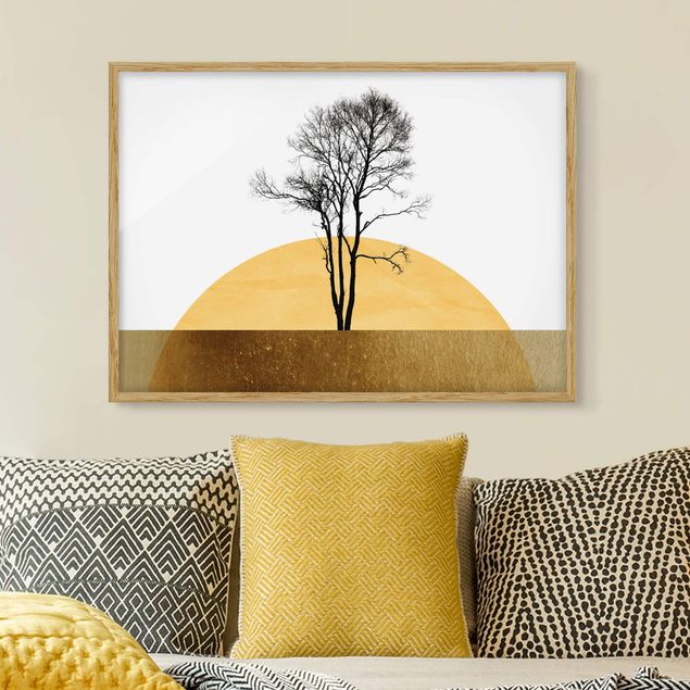 Küche Dekoration Goldene Sonne mit Baum